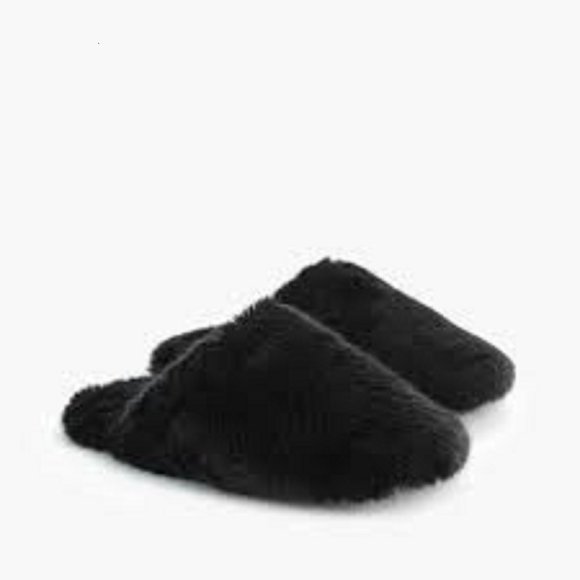 J. Crew Black Fluffy Slippers  Size Extra Small - Picture 1 of 11